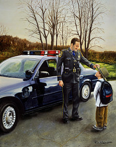 238x300 Standing Tall Painting By Paul Walsh - Police Painting