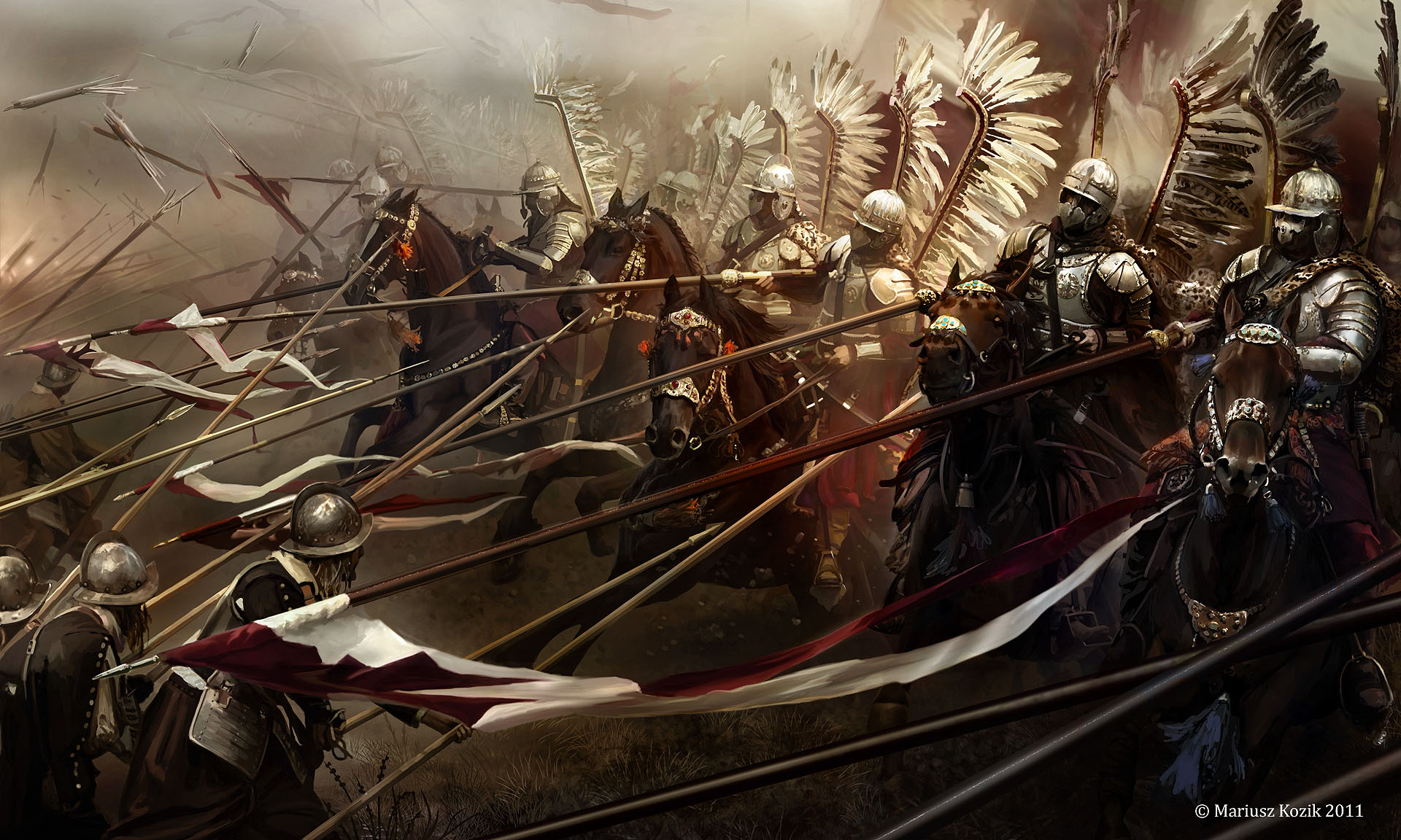1920x1152 Charge Of The Winged Hussars, By Mariusz Kozik [1920x1152 - Polish Hussar Painting