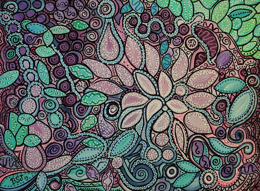 900x662 Polka Dot Flowers Painting By Barbara St Jean - Polka Dot Painting