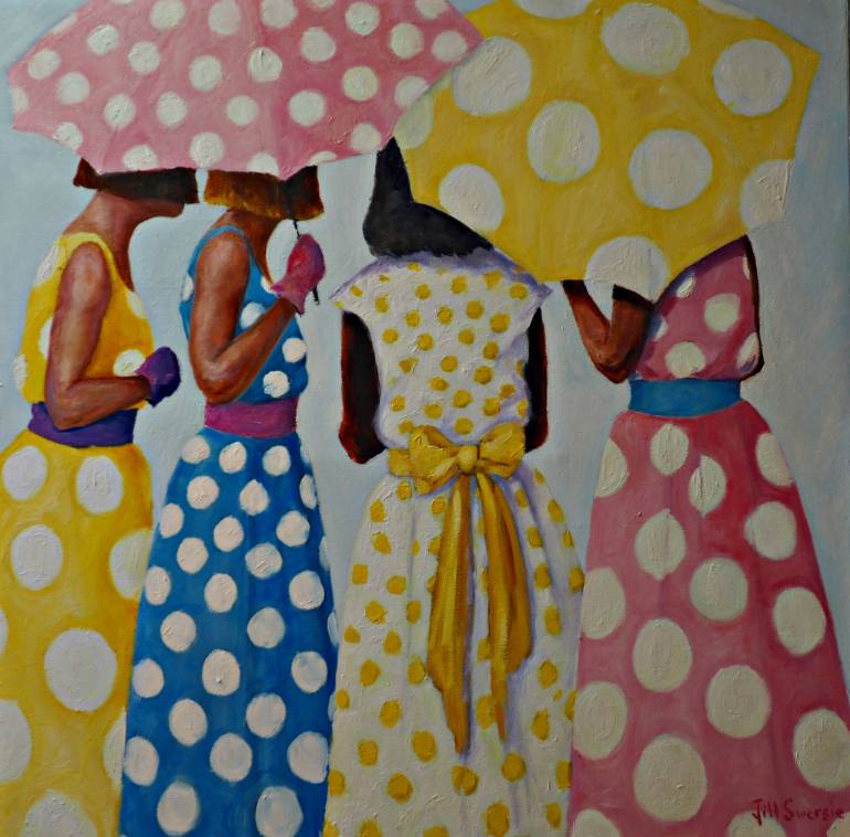 770x758 Saatchi Art Pastels And Polka Dots Painting By Jill Swersie - Polka Dot Painting