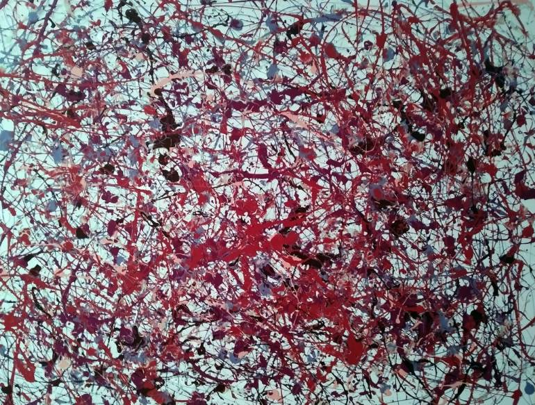 770x583 Saatchi Art Sanguine Pool, Red Purple Drip Painting, Jackson - Pollock Style Painting