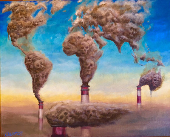 570x457 Pollution. 16 X 20 Acrylic Painting On Canvas - Pollution Painting