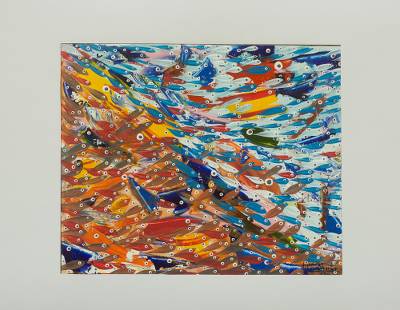 400x310 Fish And Pollution Eco Awareness Signed African Painting - Pollution Painting