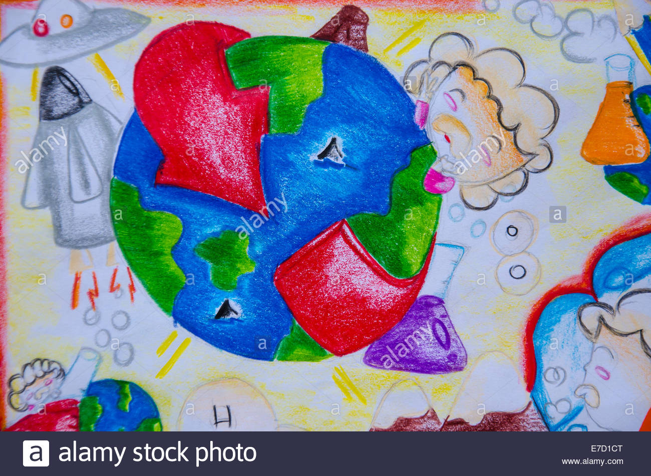 1300x950 Painting Of Earth Pollution Stock Photo 73430584 - Pollution Painting