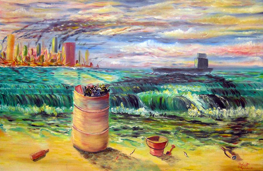 900x584 Green Peace Painting By Robert Rombeiro - Pollution Painting