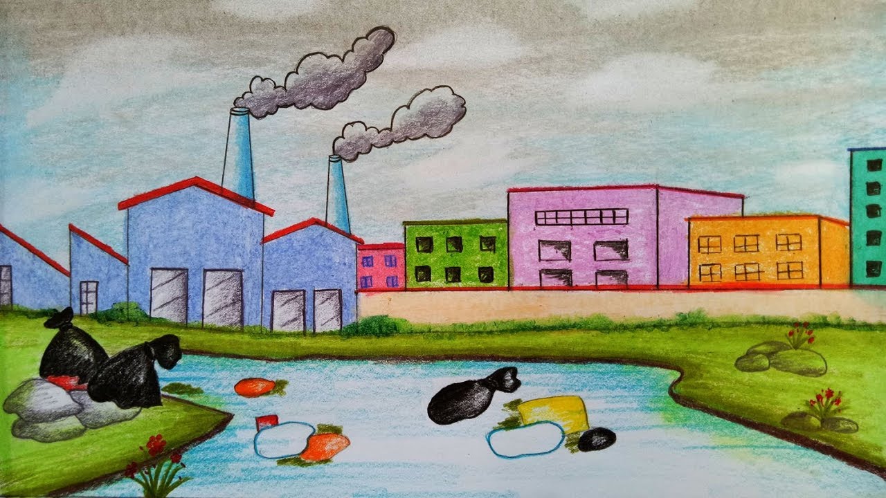 1280x720 How To Draw Scenery Of Environmental Pollution.step By Step(Easy - Pollution Painting