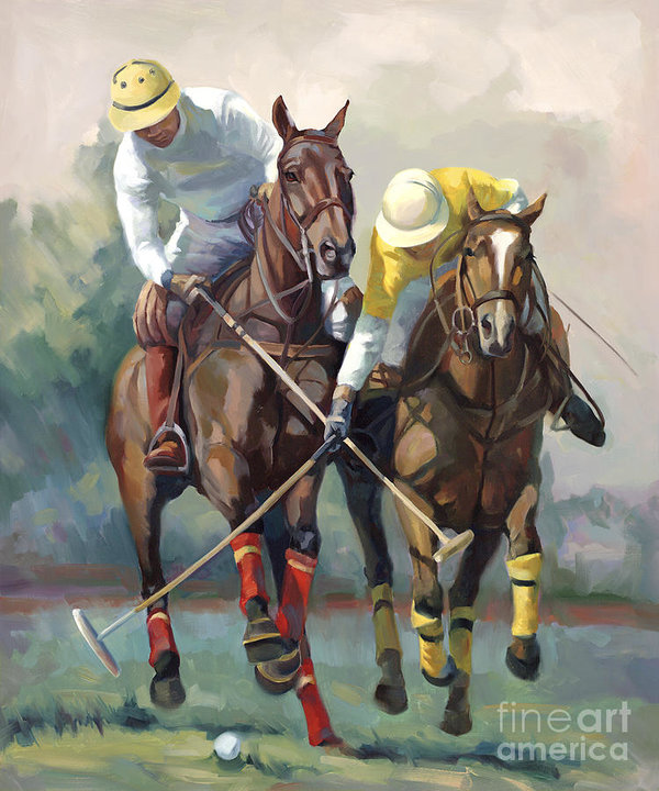 600x720 Polo Art Print By Laurie Hein - Polo Painting