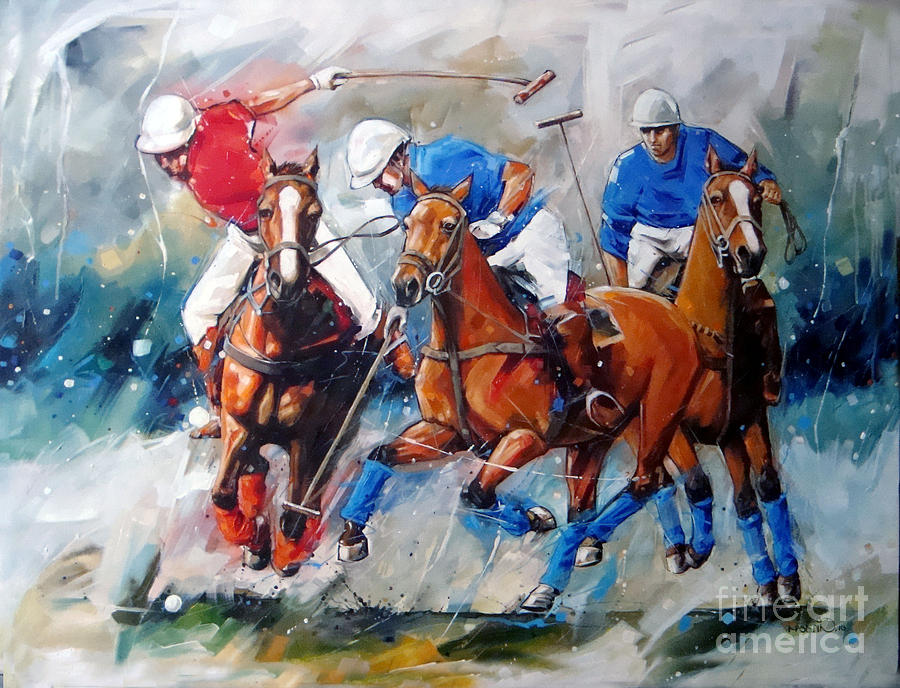 900x688 Polo Painting By Momin Khan - Polo Painting