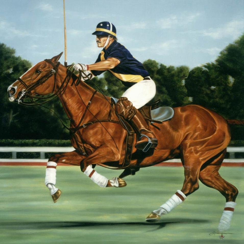 956x956 Rush To The Gold - Polo Painting