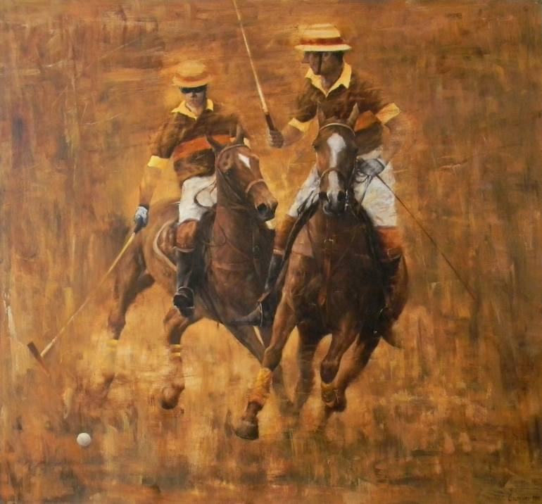 770x716 Saatchi Art Outdoor Polo Painting By Andrei Sitsko - Polo Painting