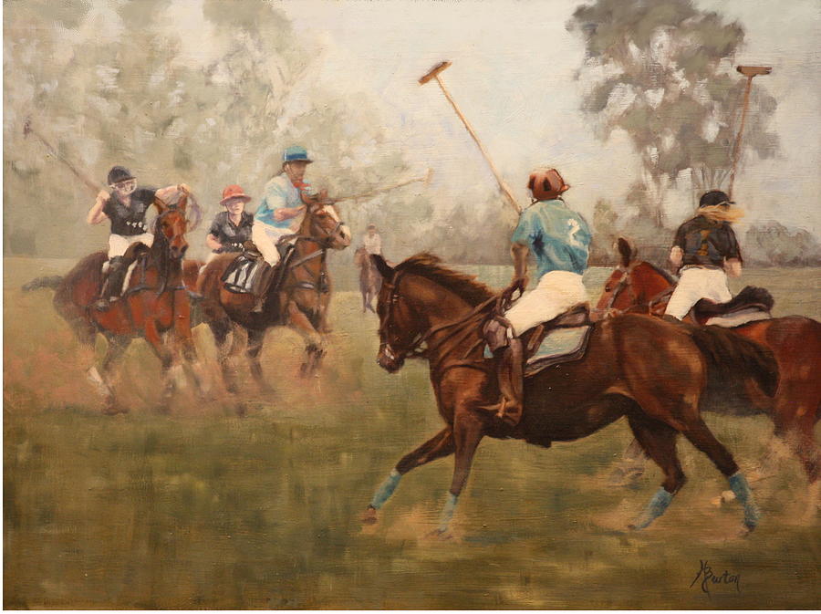 900x673 Upcountry Polo Painting By Heather Burton - Polo Painting
