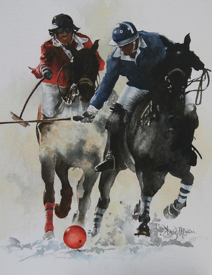 694x900 Ice Polo 1 Painting By David Mcewen - Polo Painting