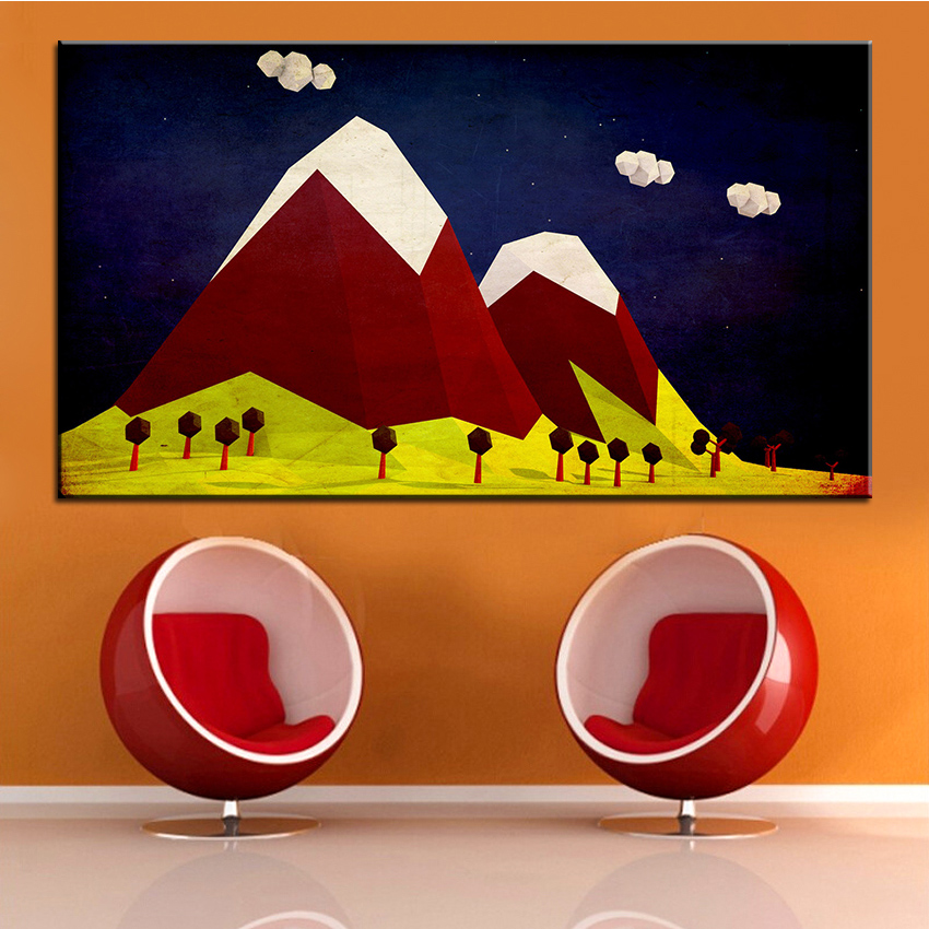 850x850 Large Size Printing Oil Painting Polygon Hill Wall Painting Decor - Polygon Painting