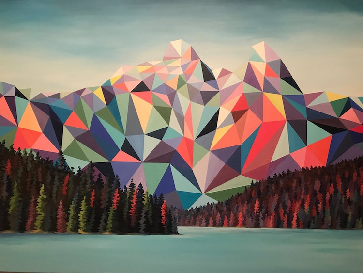 750x563 Polygon Landscape Paintings Highlight The Geometry Of Mountains - Polygon Painting