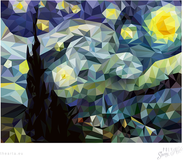 600x533 Polygon Van Gogh Painting On Behance - Polygon Painting
