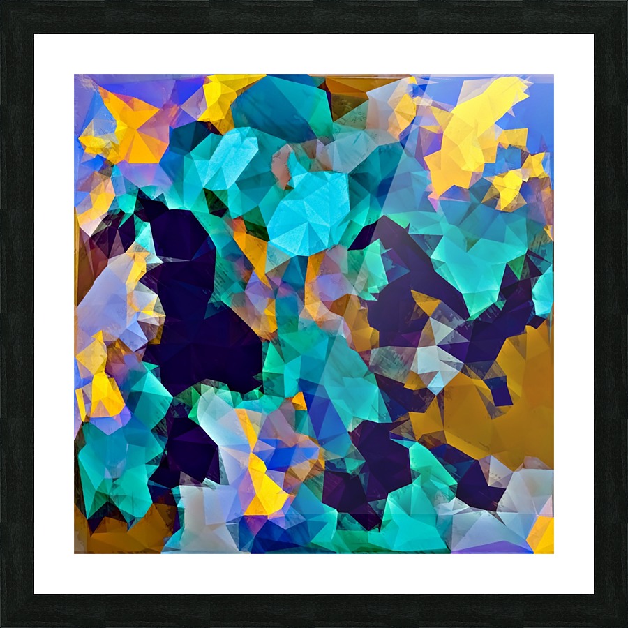 900x900 Psychedelic Geometric Polygon Abstract Pattern In Green Blue Brown - Polygon Painting