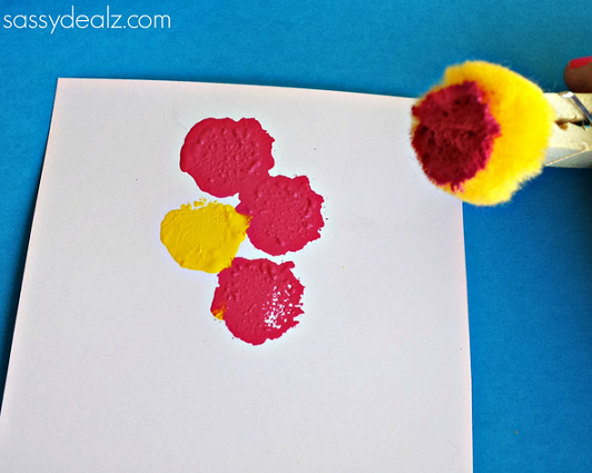532x425 Flower Pom Pom Painting Craft For Kids - Pom Pom Painting