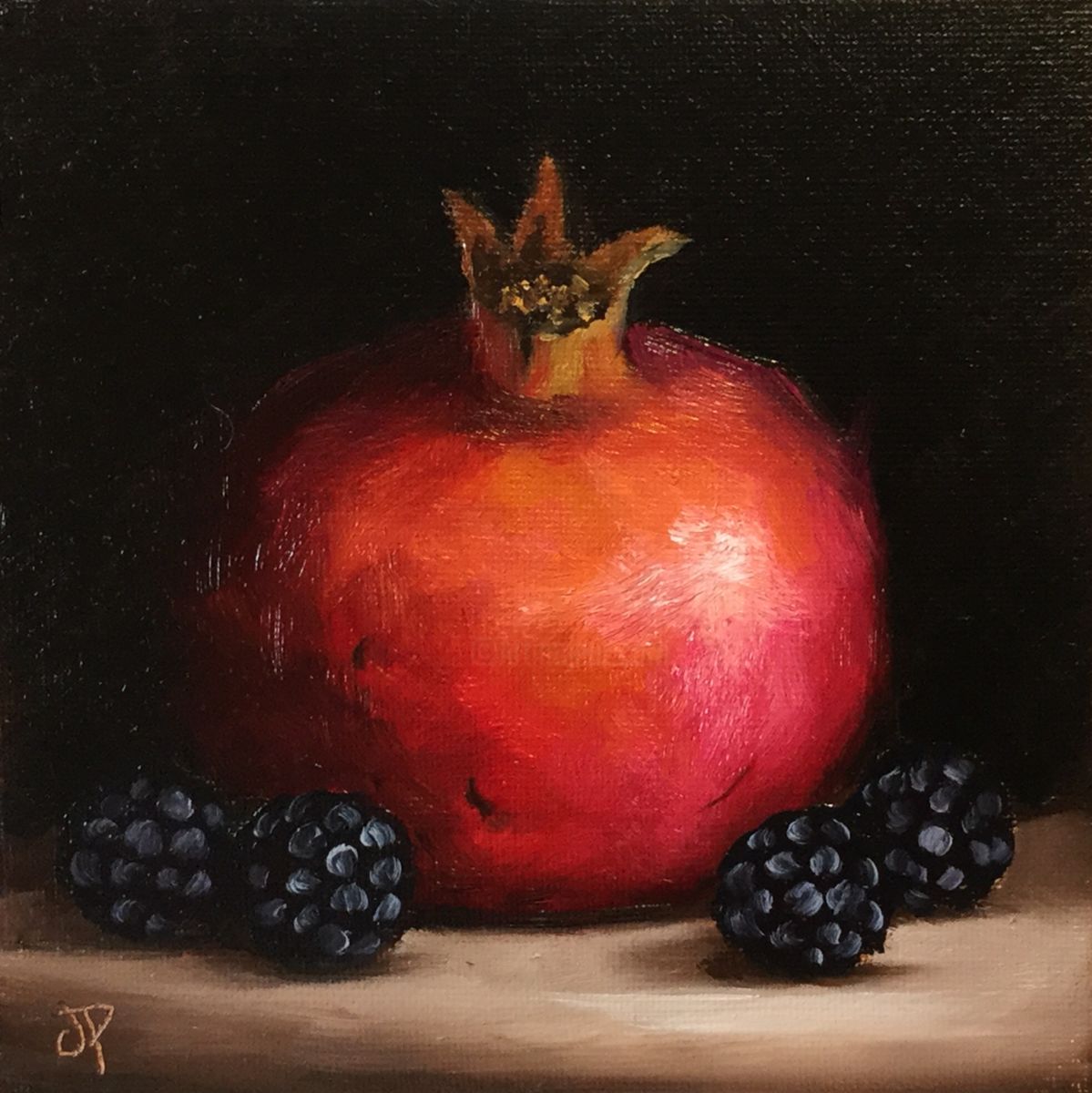 1199x1200 Pomegranate With Blackberries (Jane Palmer Art) - Pomegranate Painting