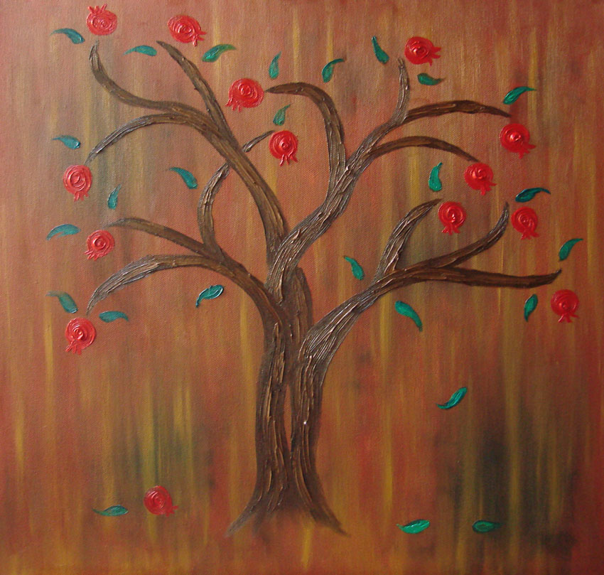 850x809 Pomegranate Tree By Ushinatta - Pomegranate Tree Painting