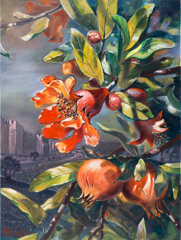 603x800 Pomegranate Tree In Jerusalem - Pomegranate Tree Painting
