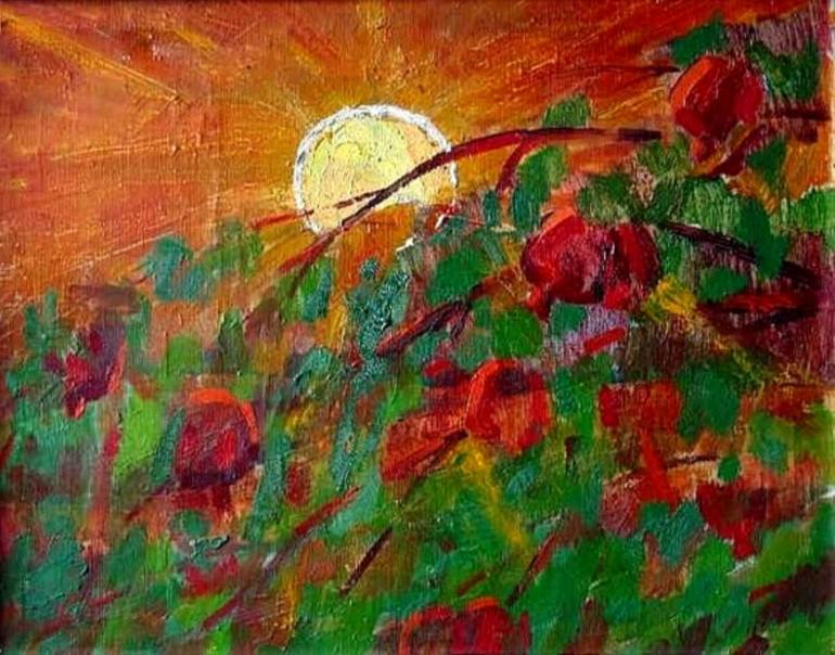 770x604 Saatchi Art Pomegranate Tree Painting By Najmaddin Huseynov - Pomegranate Tree Painting