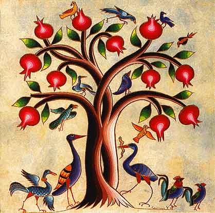 418x415 The Seeds Of Truth Lie In The Pomegranate - Pomegranate Tree Painting