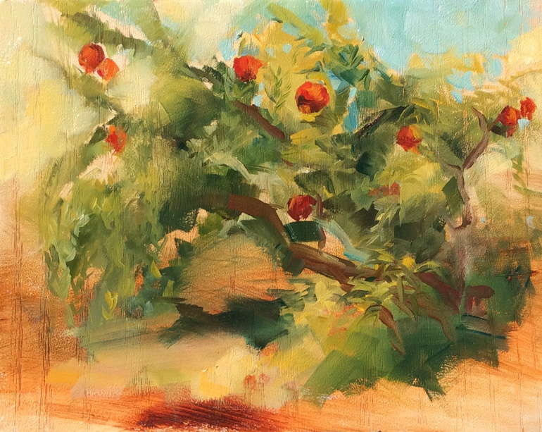 770x613 Just A Walk From Home Pomegranate Tree - Pomegranate Tree Painting