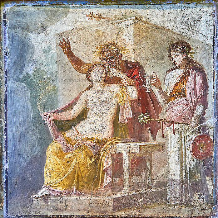 698x700 Satyr Caressing Hermaphrodite, A Roman Erotic Fresco Painting - Pompeii Painting