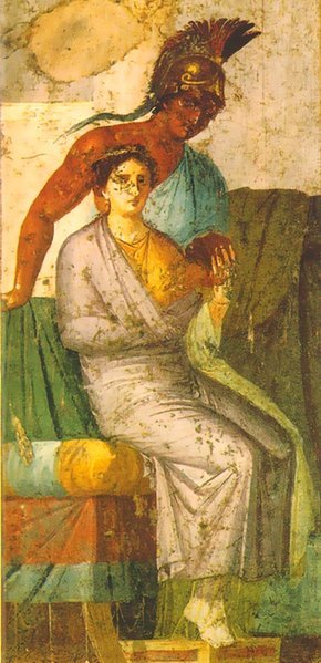 290x599 Mural Painting From Pompeii. Venus And Mars. 70x33cmreproduction - Pompeii Painting