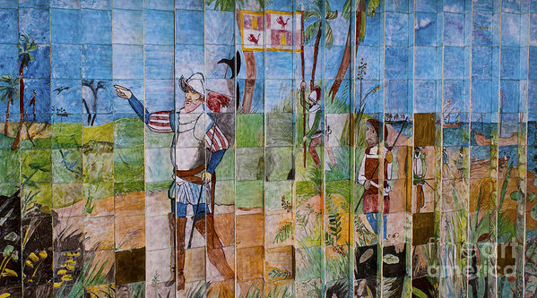 599x333 Mural At The Juan Ponce De Leon Landing Site In Florida Art Print - Ponce De Leon Painting