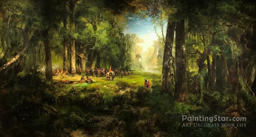849x456 Ponce De Leon In Florida Artwork By Thomas Moran Oil Painting - Ponce De Leon Painting