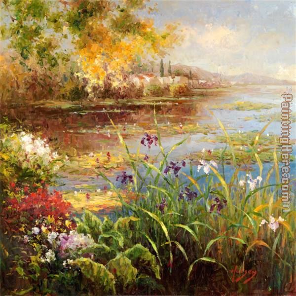 600x600 Hulsey Village Pond Painting Anysize 50% Off - Pond Painting