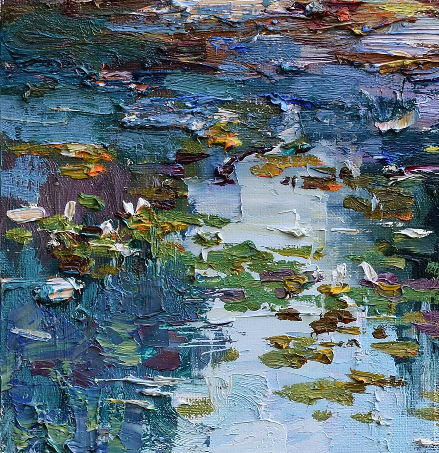 1452x1500 Water Lily Pond - Pond Painting