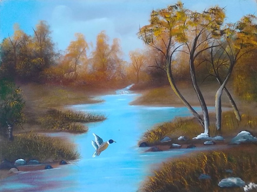 873x651 Day - Pond Painting