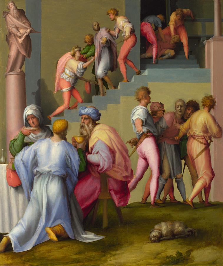 757x900 Pharaoh With His Butler And Baker Painting By Jacopo Pontormo - Pontormo Painting