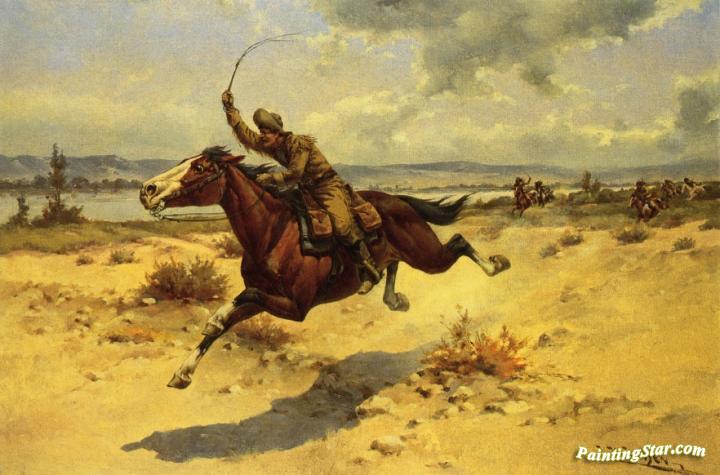 720x475 Pony Express Rider Artwork By Herman W. Hansen Oil Painting Amp Art - Pony Express Painting