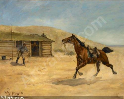 500x400 The Pony Express! 155th Anniversary~usa The Flying Shetlands - Pony Express Painting