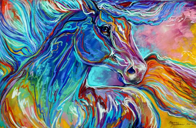 650x426 Painted Pony Abstract In Pastels By Marcia Baldwin - Pony Painting