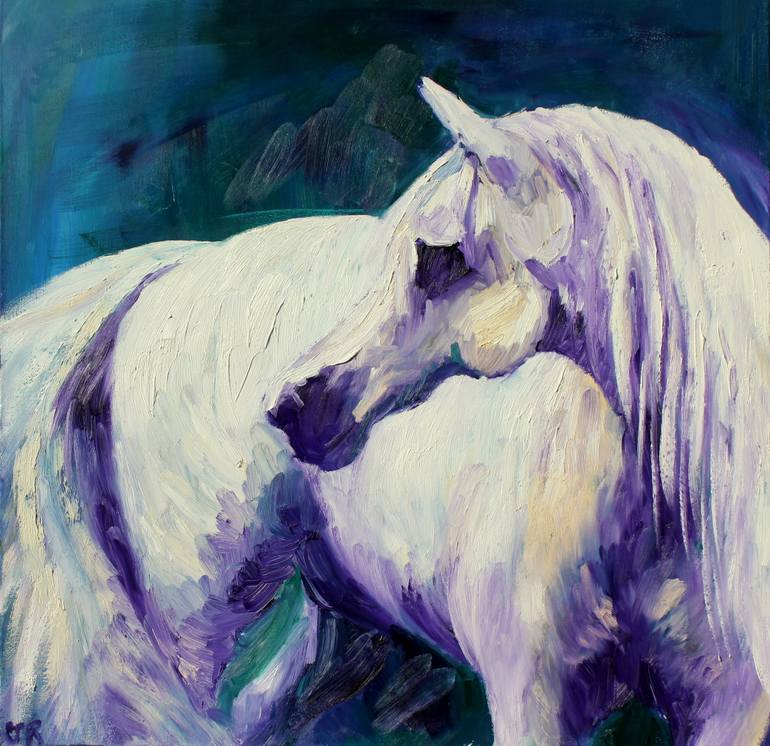 770x746 Saatchi Art The White Pony Painting By Jacqueline Read Szymczyk - Pony Painting