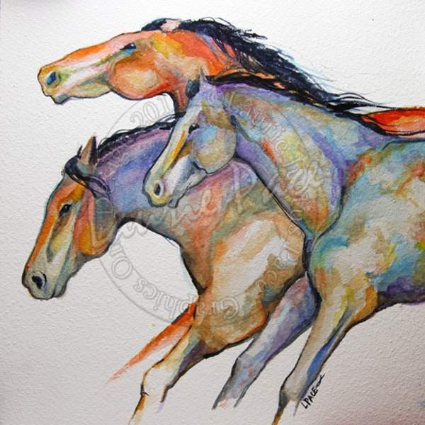 600x600 Watercolor Painted Pony Painting By Texas Artist Laurie Pace By - Pony Painting
