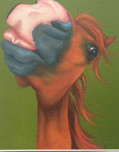 236x300 Chestnut Horse Pony Painting Fine Art Giclee Print By Artist - Pony Painting
