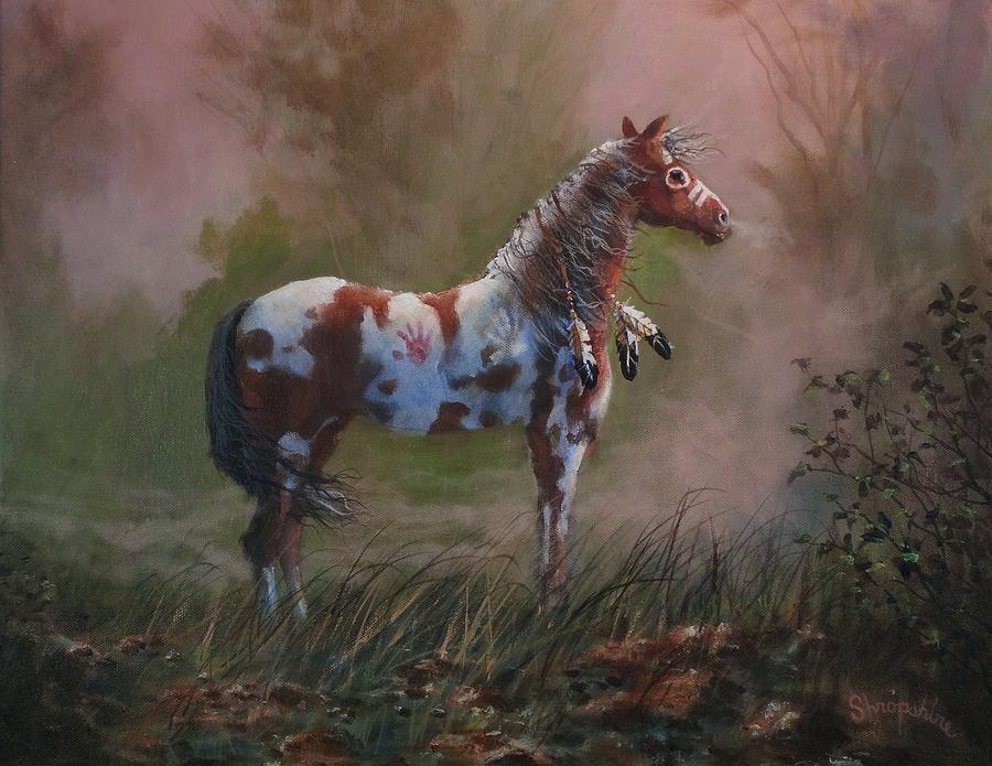 900x695 Native American War Pony Painting By Tom Shropshire - Pony Painting