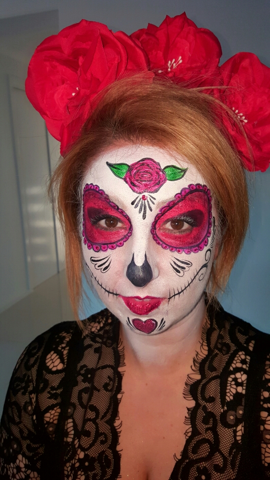 531x943 Beautiful Rose Sugar Skull Face Painting Crystal Faces - Poodle Face Painting