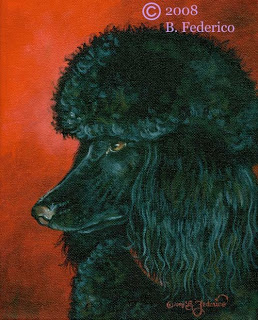 258x320 Federico Fantasy Art By Becky Federico Original Black Poodle Oil - Poodle Oil Painting