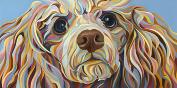 600x300 Pink Poodle - Poodle Oil Painting