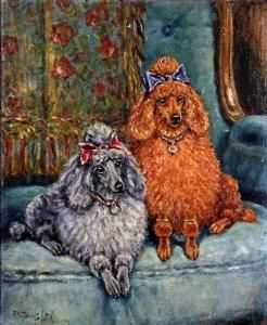 246x300 Click To See Full Size Oil Painting On Canvas Board Of A Poodles - Poodle Oil Painting