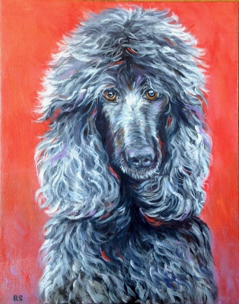 480x609 Poodle Painting Commissioned Pet Portrait Dads Day Dog - Poodle Painting