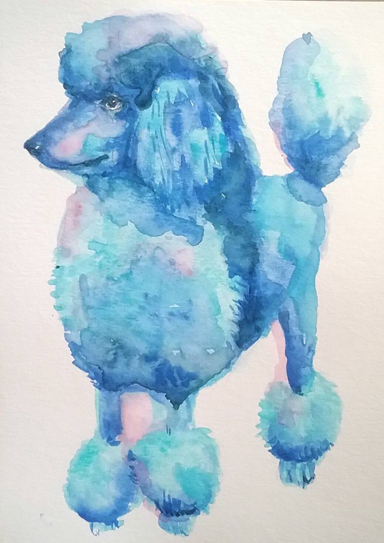 770x1089 Saatchi Art Blue Poodle Painting By Daniela Vasileva - Poodle Painting