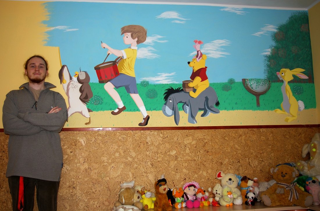 1101x726 Wall Painting - Pooh Painting