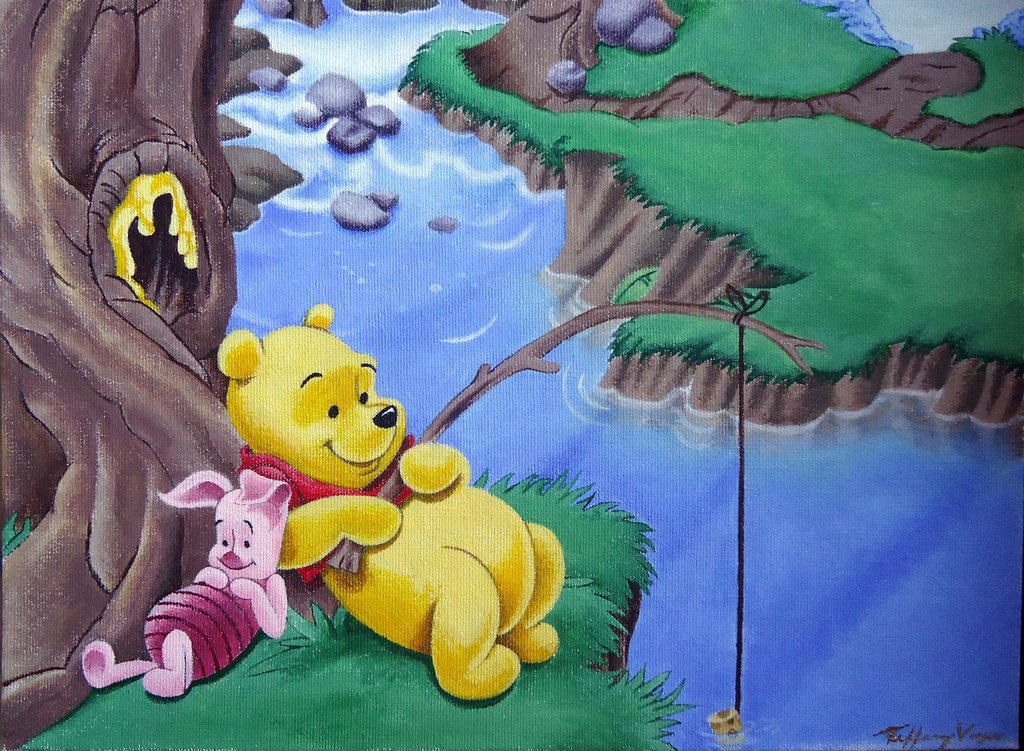 1024x751 Winnie Pooh Painting By Aglimpseofme - Pooh Painting